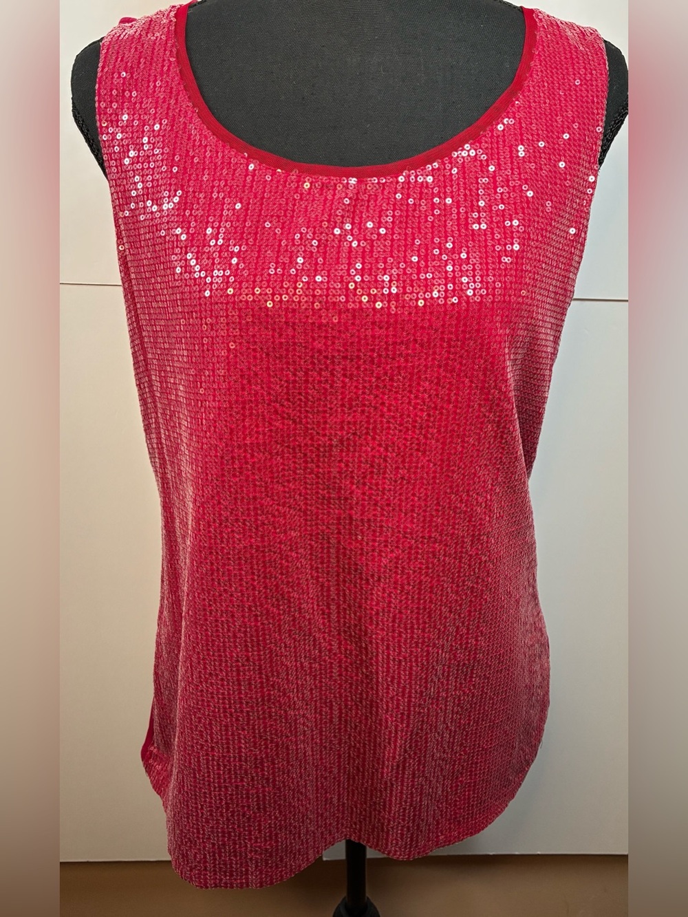 Coldwater Creek Fuschia Sequin Tank Top Sleeveless Scoop Neck Size Small